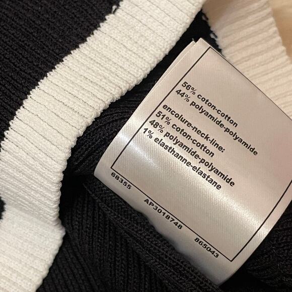 Chanel 22B Knit Sleeveless Top Vest | Black White CC Logo Tank RFID Dust Bag New - Picture 7 of 7